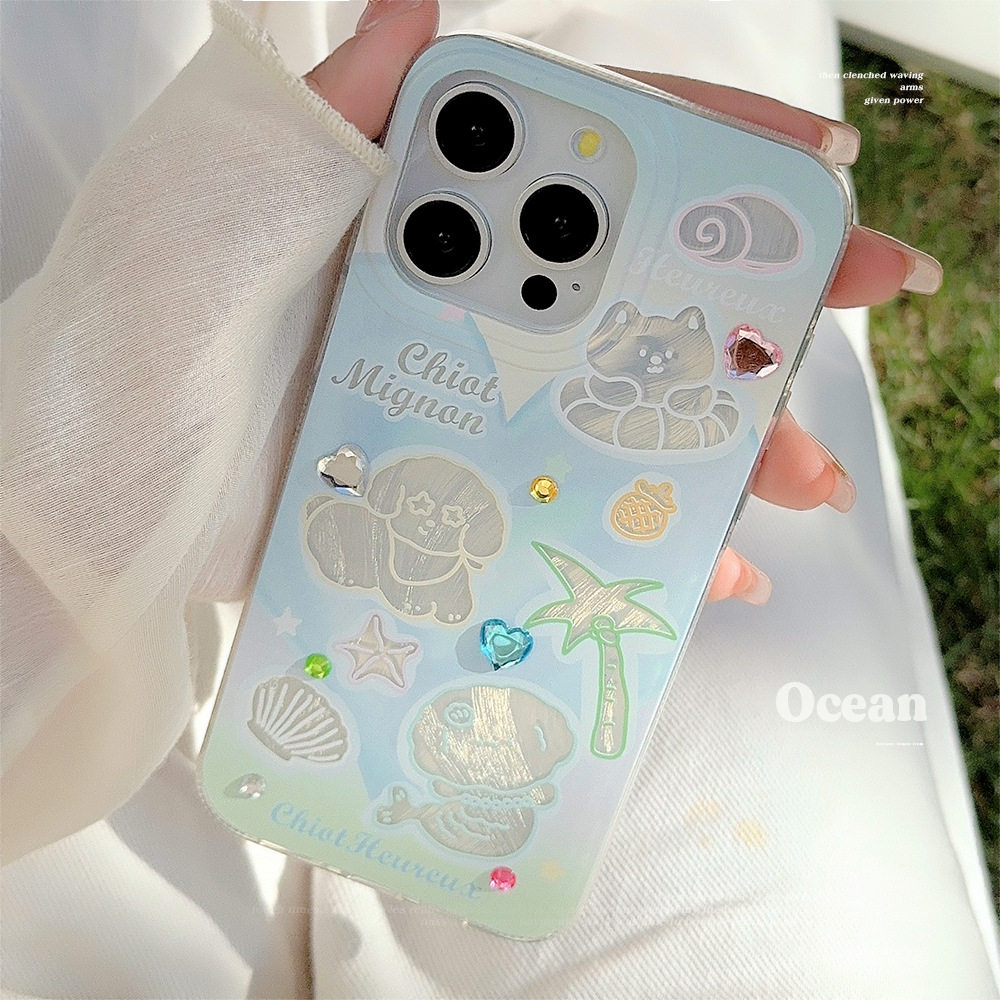 ins风夏日海洋小动物适用苹果15羽纱iphone13手机壳12手机壳14promax萌