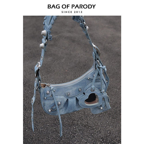 Bagofparody月牙斜挎机车包女