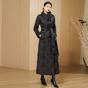 羽绒服女2025冬新款黑色气质修身韩版洋气长款羽绒棉服厚大衣过膝