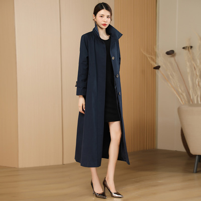 素雅诗插肩袖立领长款英伦风门禁