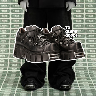 正品现货NEWROCK VETEMENTS 联名平替朋克y2k亚文化金属厚底鞋