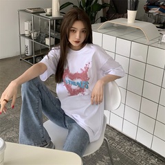 Real price Korean loose and thin round neck short sleeve love letter T-shirt
