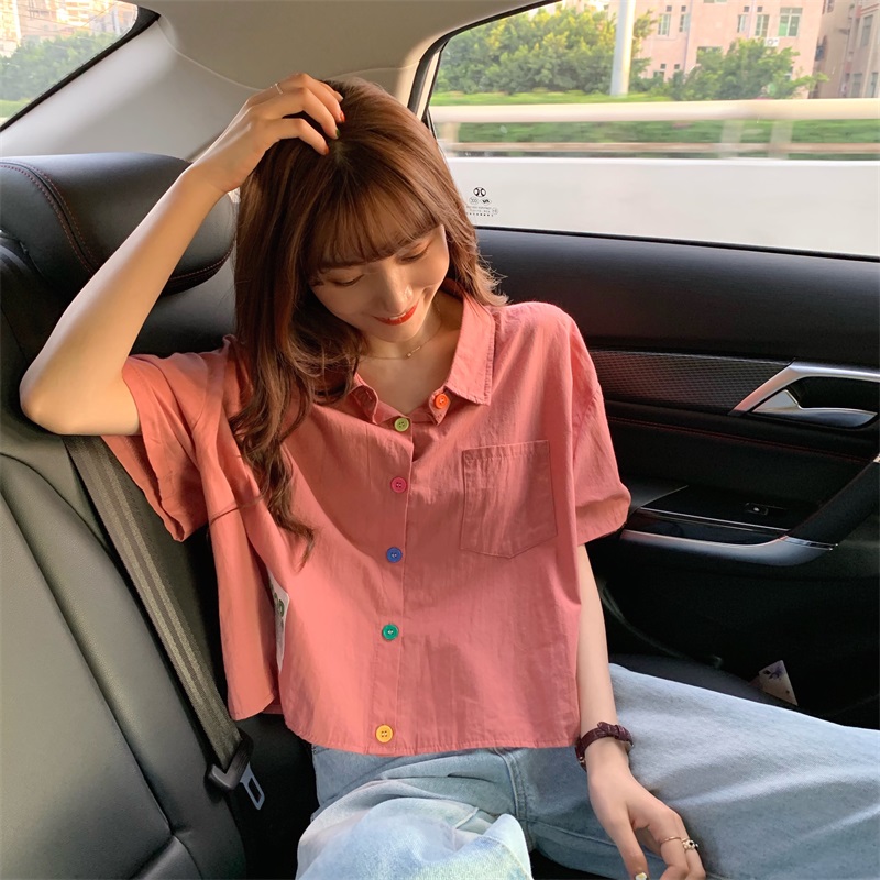 Real-price Korean version of slim and cute short-sleeved shirts for students