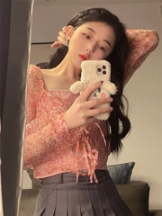 Real shot and real price Korean slim cut gauze jacket + suspender bottomed vest two piece set