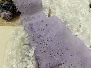 饰材料 DIY紫色棉布缕空刺绣花边diy蕾丝纯棉花边裙摆装