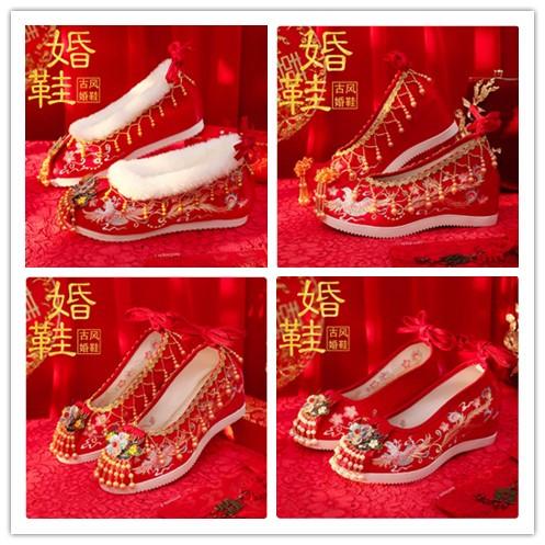 冬季加绒秀禾婚鞋汉服鞋