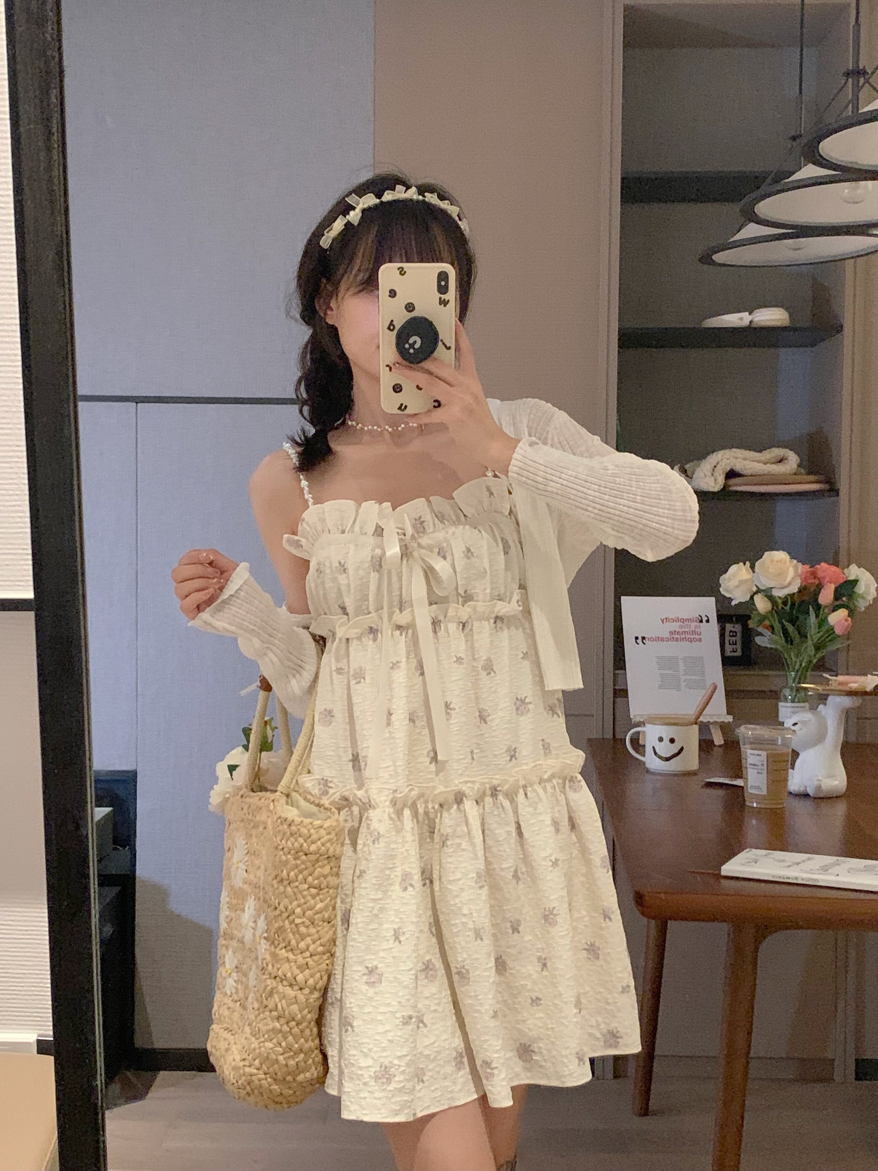 ms甜末末 春夏新品珍珠吊带连衣裙显瘦百搭减龄重工公主裙子