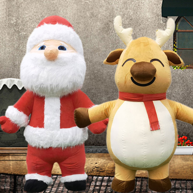 充气圣诞老人卡通人偶服装雪人表演服装圣诞鹿卡通圣诞节表演服装