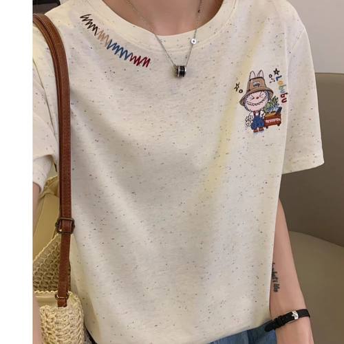 纯棉短袖t恤上衣女百搭减龄上衣