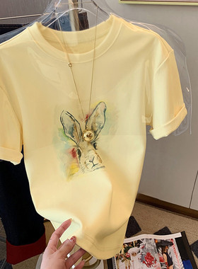 软奶黄卡通纯棉短袖t恤上衣服