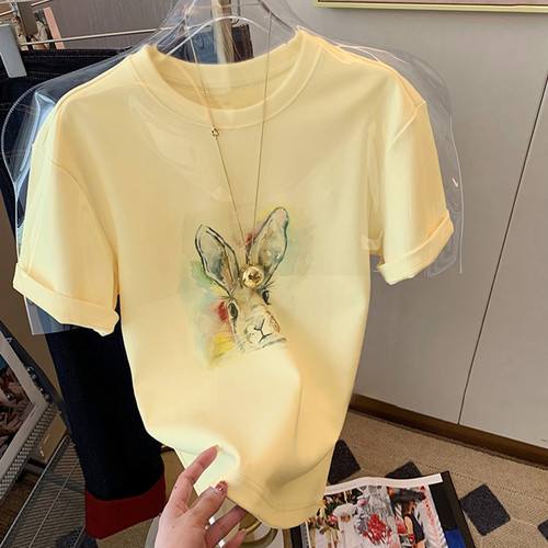 软奶黄卡通纯棉短袖t恤上衣服