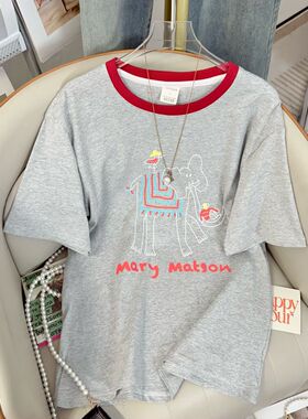 广州十三行高货爆款灰色纯棉短袖t恤女夏宽松显瘦韩系遮肚子上衣