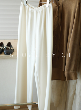 日本三菱三醋酸直筒裤gala裤 高级质感百搭白色微阔腿裤垂感显瘦