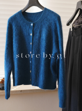 100%山羊绒拉绒针织开衫 水洗拉绒蓬松亲肤软糯轻奢时髦红色上衣