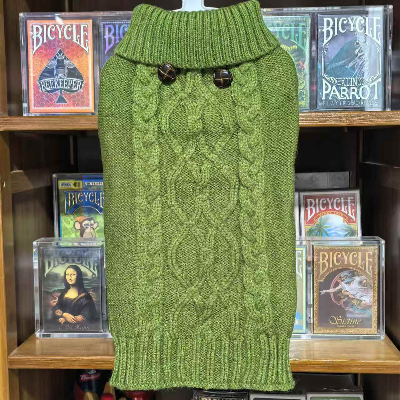 外贸宠物绿色复古毛衣帅气狗狗衣服秋冬装泰迪小鹿犬猫咪瘦长版型