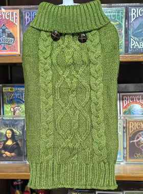 外贸宠物绿色复古毛衣帅气狗狗衣服秋冬装泰迪小鹿犬猫咪瘦长版型