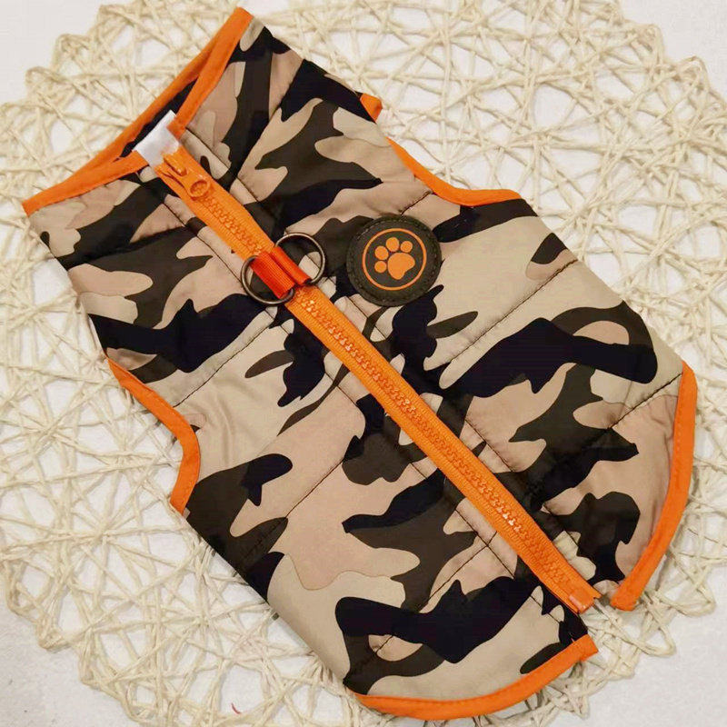 外贸宠物迷彩薄棉马甲拉链狗狗衣服春秋泰迪比熊小鹿犬吉娃娃猫咪
