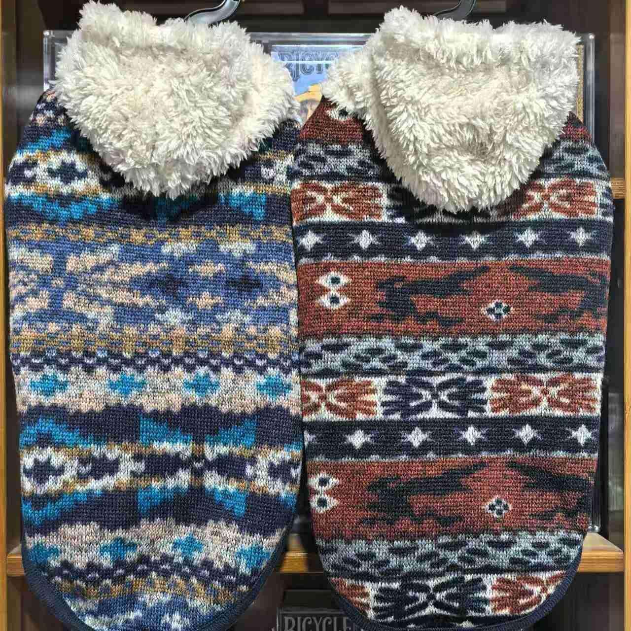 日单宠物针织绒衫连帽狗狗衣服秋冬居家服保暖柔软泰迪比熊小鹿犬