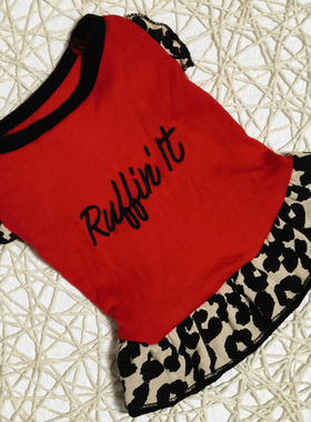 外贸ED红色豹纹裙边连身裙狗狗裙子裙装夏季款泰迪比熊幼犬小型犬