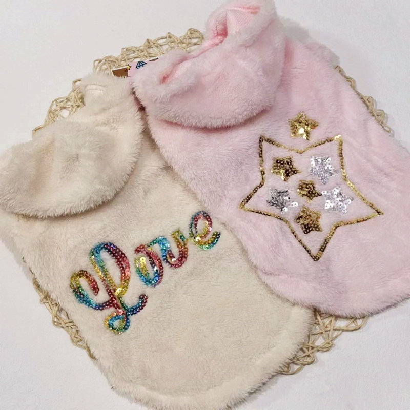 外贸宠物珊瑚绒套衫面料柔软狗狗衣服秋冬装家居服泰迪小鹿犬猫