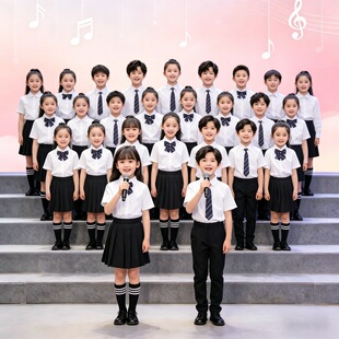 六一演出服男童英伦风衬衫套装儿童校服夏季短袖白色毕业照班礼服