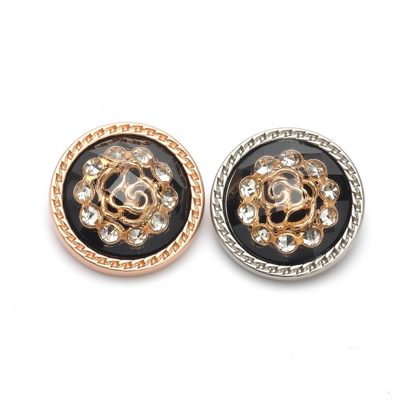 小香风镶钻金属纽扣大衣毛衣套装扣子珍珠金色百搭女上衣外套钮扣