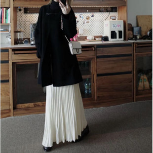 林十八 双面尼大衣女2025秋冬毛呢外套百搭显瘦上衣 黑色短版