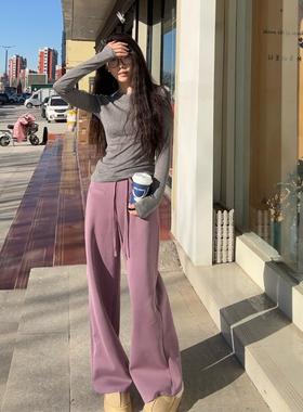 【强推卫裤！】紫色/灰色/黑色百搭慵懒卫裤显瘦宽松阔腿长裤汉服