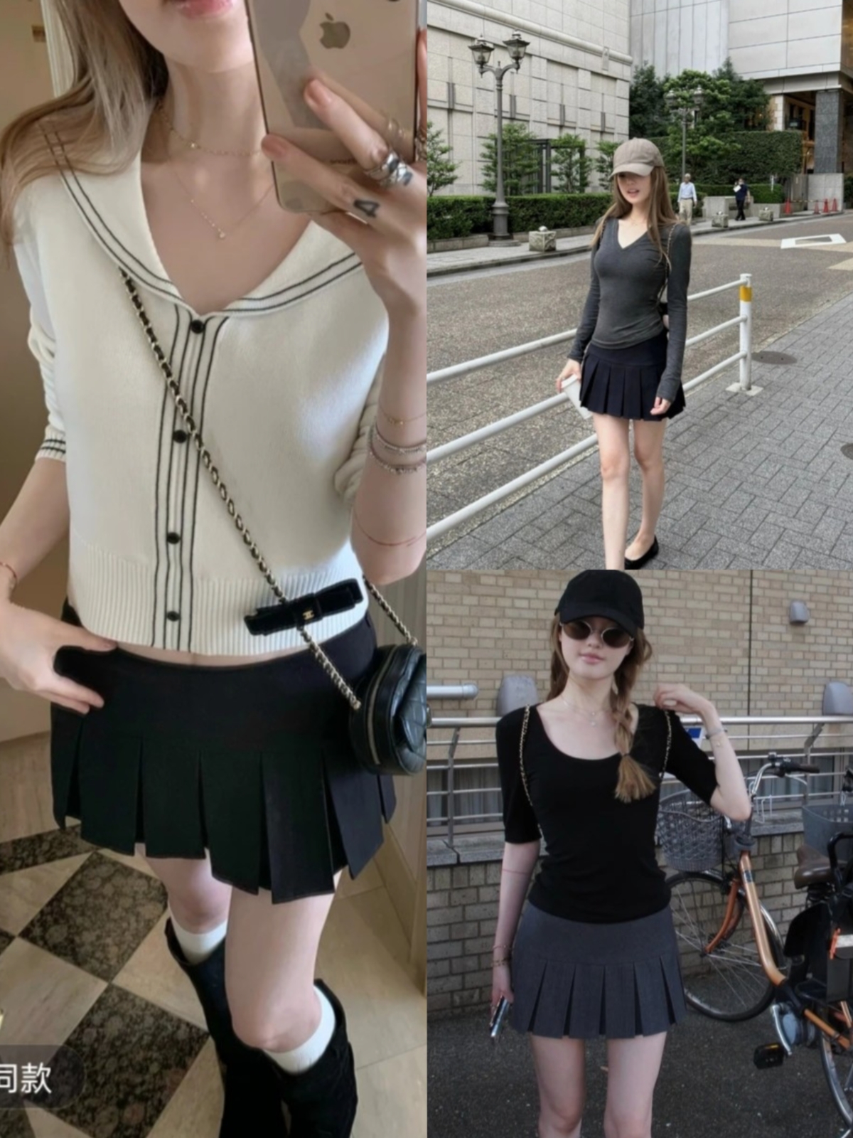 垂感灰色/黑色/藏青色/茶驼色百褶裙2025秋冬新款学院风短裙汉服