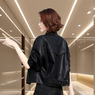海宁女士皮衣女真皮爆款2026超火绵羊皮夹克酷飒立领减龄短款外套