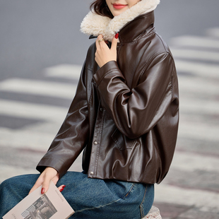 小个子黑色加绒皮衣外套女加厚短款秋冬海宁真皮2025新款爆款洋气