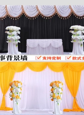 白事灵堂背景布殡仪馆葬礼灵棚布置装饰用品黑色白色布幔2025新款