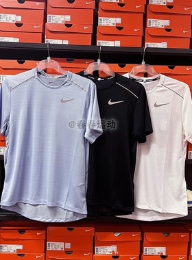 NIKE/耐克 男子跑步运动训练速干反光T恤短袖 AJ7566-010-100-494