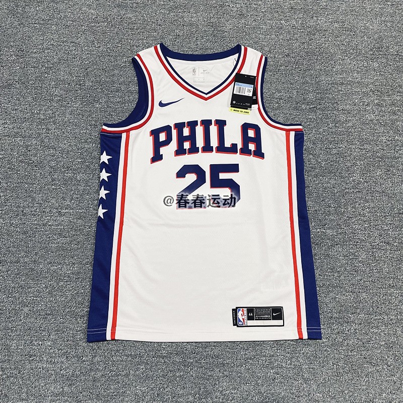 Nike/耐克 SW NBA76人25号西蒙斯球衣速干训练篮球背心CW3