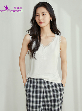 梦凡迪花边蕾丝吊带针织衫女吊带显瘦内搭打底衫背心24BM220