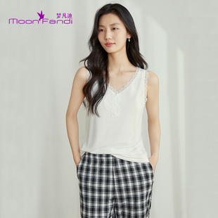 梦凡迪花边蕾丝吊带针织衫女吊带显瘦内搭打底衫背心24BM220