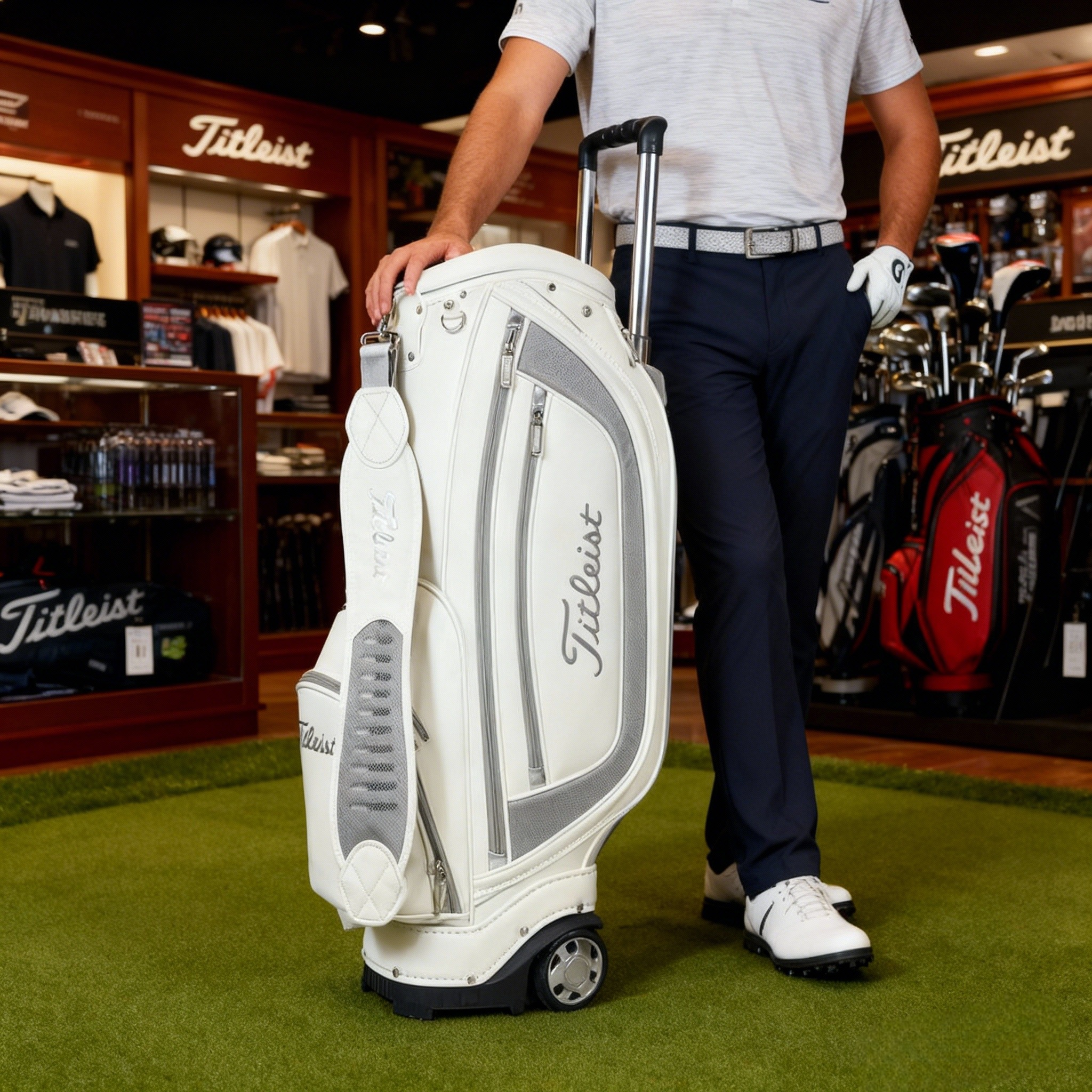 新款高尔夫球包运动拉杆拖轮球杆球包PU防水标准轻便高尔夫球包