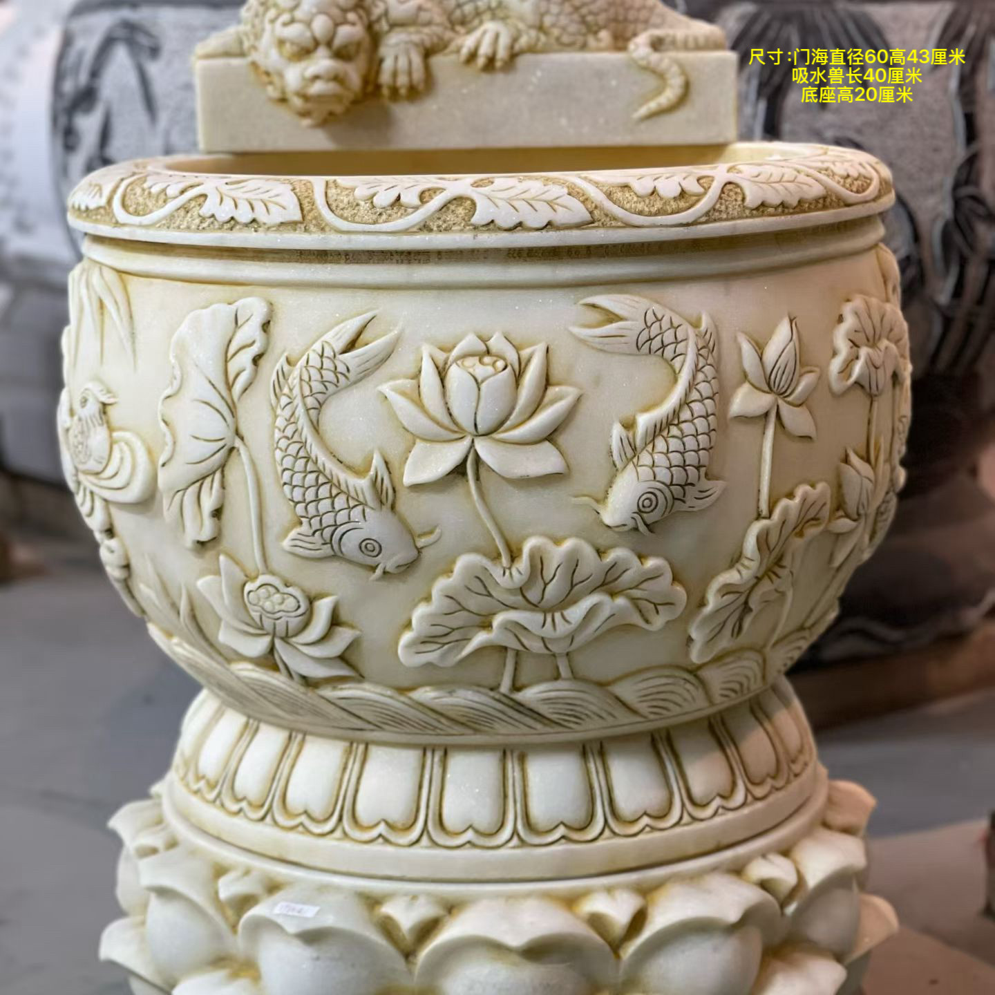 天然石材原石雕刻门海石缸养鱼缸家居庭院造景摆件