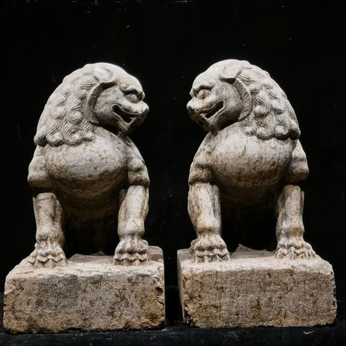 精品仿古做旧石雕镇宅狮子门墩大门庭院复古石兽家居装饰品摆件