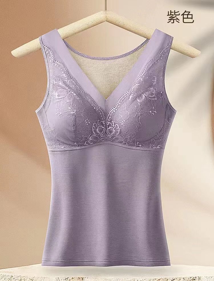 简约大码双面绒自发热保暖背心女修身一体杯免穿文胸内搭打底上衣,女士内衣/男士内衣/家居服,保暖背心,淘宝优惠券,粉丝福利购,淘宝优惠卷