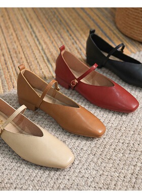 33-43大码鞋玛丽珍女鞋2025新款春秋韩版一字带甜美低跟2.5CM单鞋