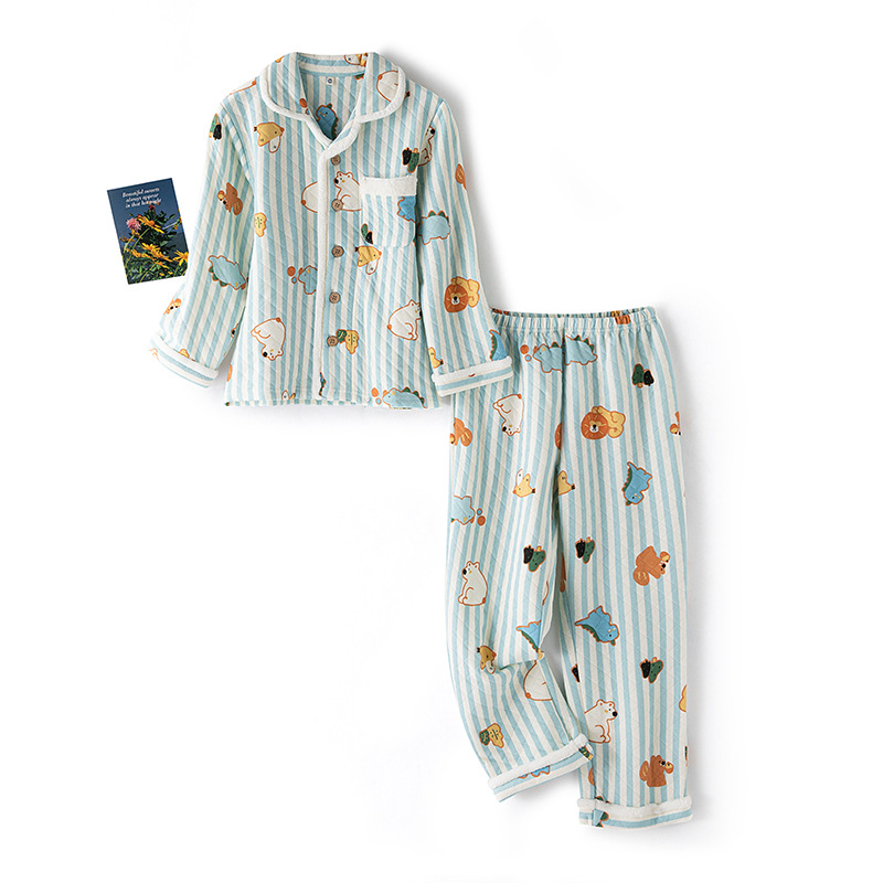 儿童夹棉空气棉男孩家居服套装