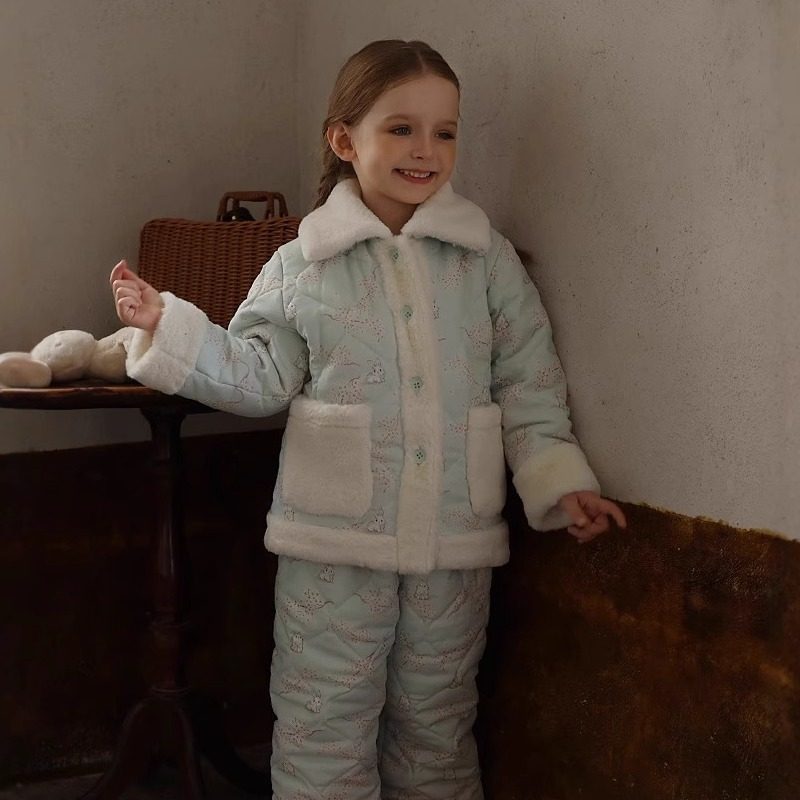 冬季特厚纯棉三层加厚夹棉保暖家居服女孩套装女童睡衣2025新款冬,童装/婴儿装/亲子装,家居服套装,淘宝优惠券,粉丝福利购,淘宝优惠卷