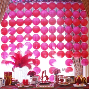 12寸30厘米婚庆纸灯笼彩色灯饰吊灯罩节日元 饰 旦婚礼中秋节庆典装