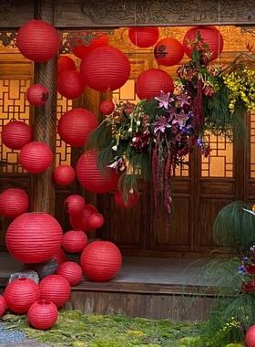 纸灯笼结婚装饰小灯笼挂饰婚庆红色吊灯罩中式传统婚礼节日喜字灯