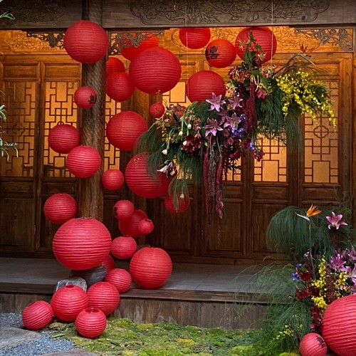 红色中式传统婚礼节日喜字纸灯笼