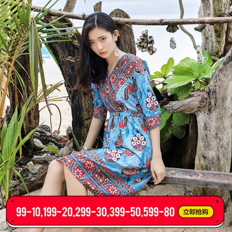 2018新款云南旅游必备海滩度假衣服女装夏名族风沙滩连衣裙中长款|ruв категории Женская одежда, платье - от Buy2taobao.com для оказания профессиональной услуги покупки агента Taobao
