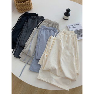 阔腿凉凉裤 夏季 女工装 系绳百搭高腰宽松显瘦垂感休闲直筒裤 薄款