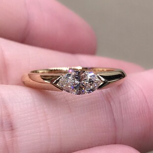 IGI培育钻石戒指 18K黄金1克拉钻求婚订婚马眼女戒