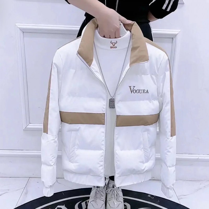 冬季外套男立领拼色潮流加厚男士棉衣字母刺绣韩版精神小伙棉服